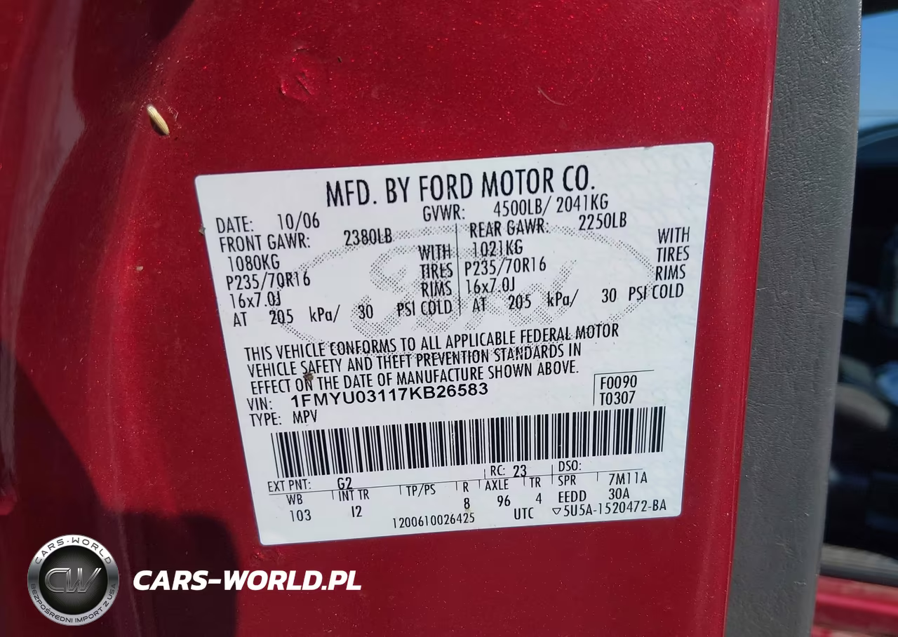 2007 Ford Escape VIN:1FMYU03117KB26583 - 9