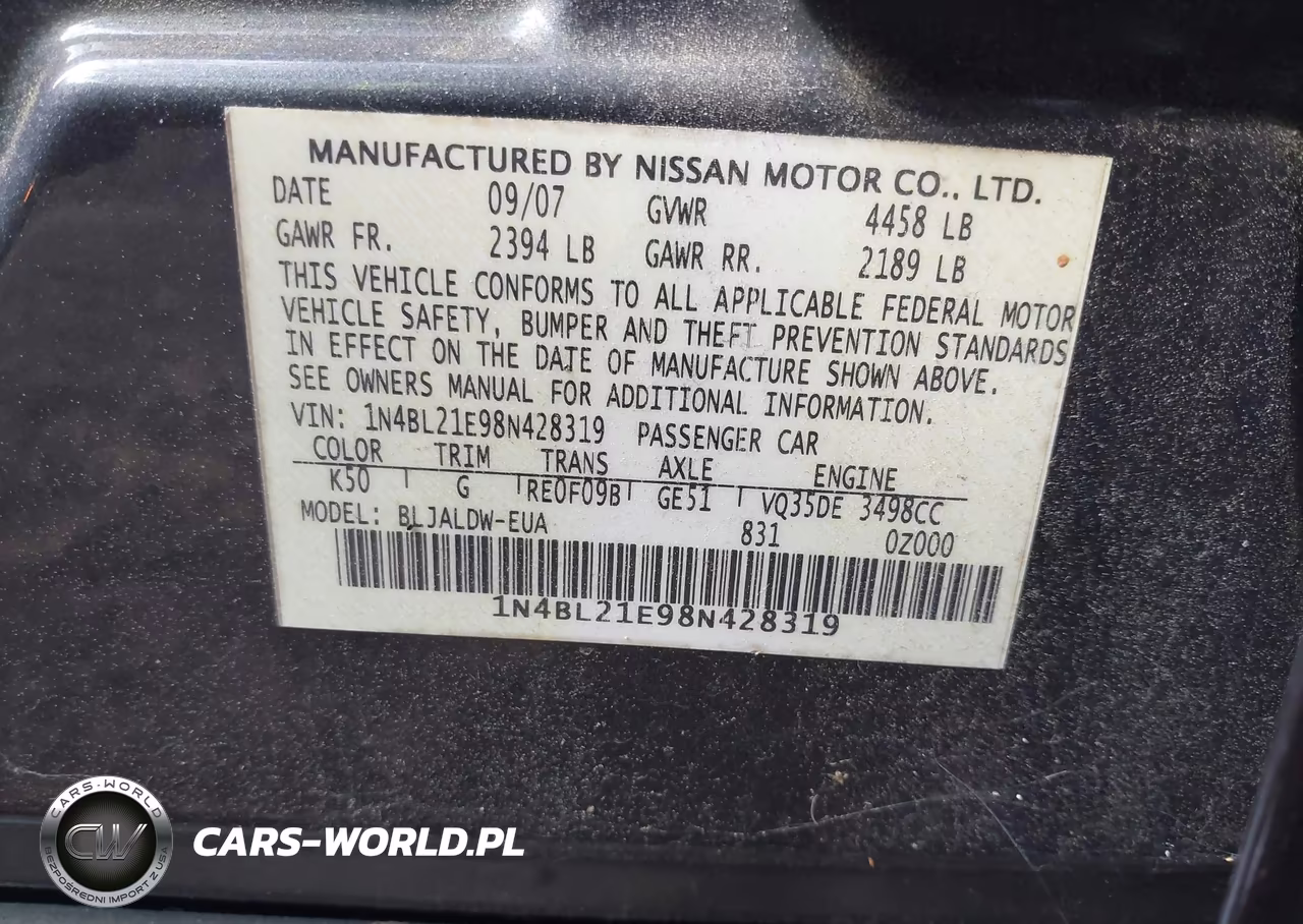 2008 Nissan Altima 3.5 Se VIN:1N4BL21E98N428319 - 9