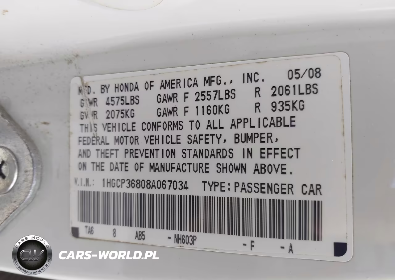 2008 Honda Accord 3.5 Ex-L VIN:1HGCP36808A067034 - 9