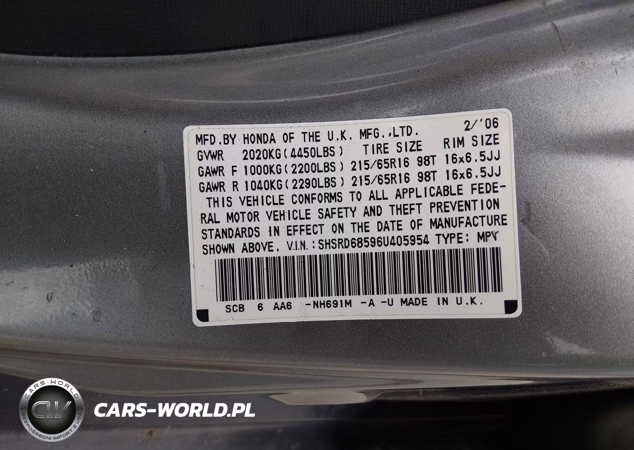 2006 Honda Cr-V Lx VIN:SHSRD68596U405954 - 9