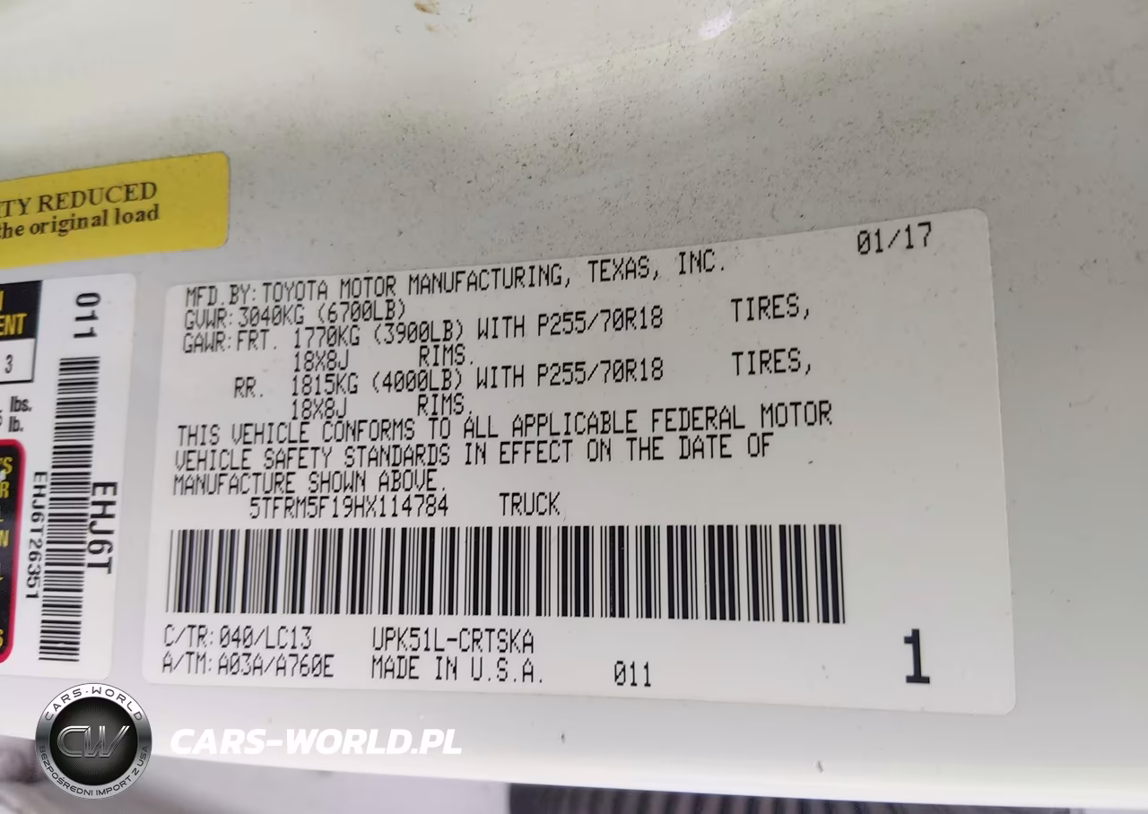 2017 Toyota Tundra Sr 4.6L V8 VIN:5TFRM5F19HX114784 - 9