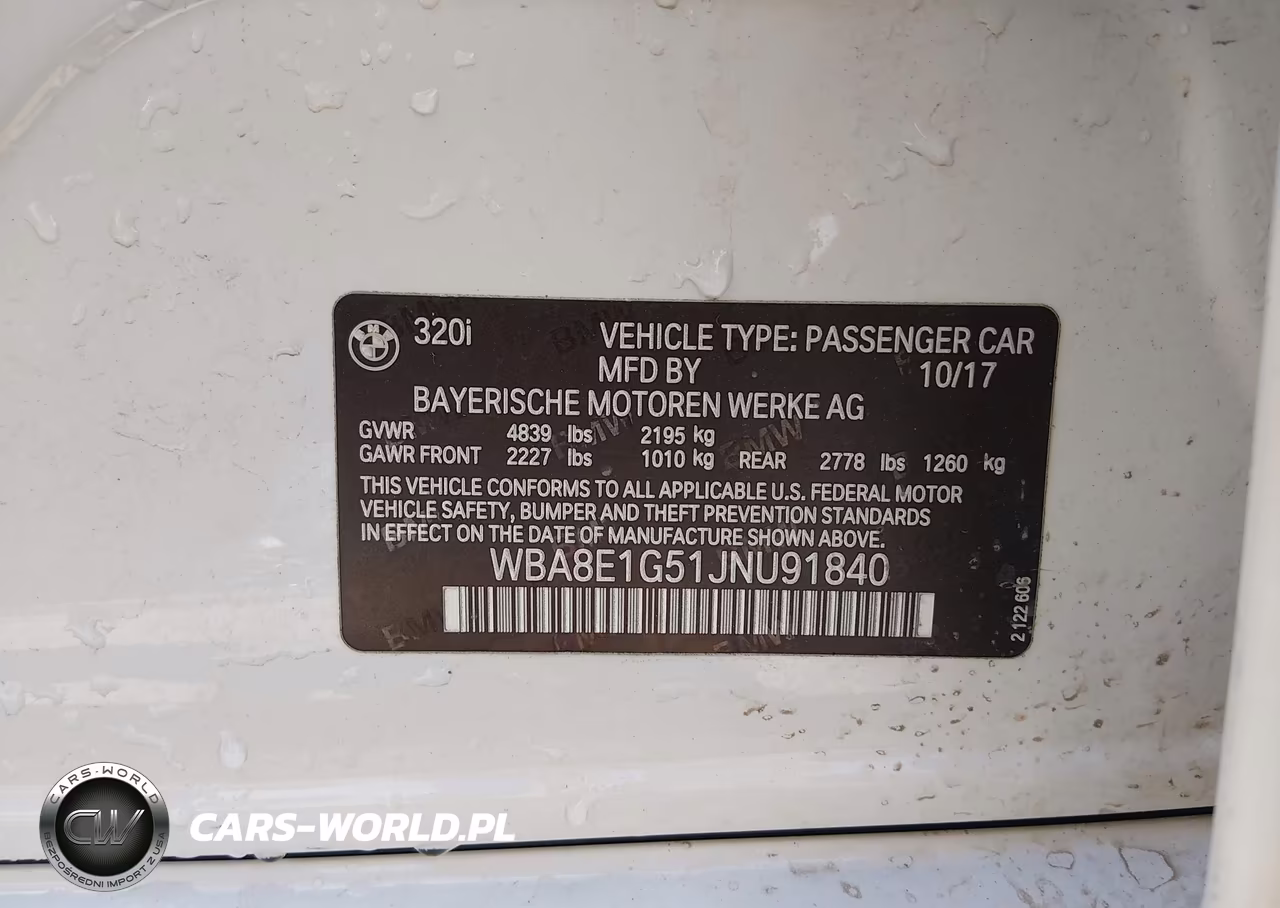 2018 BMW 320I VIN:WBA8E1G51JNU91840 - 9