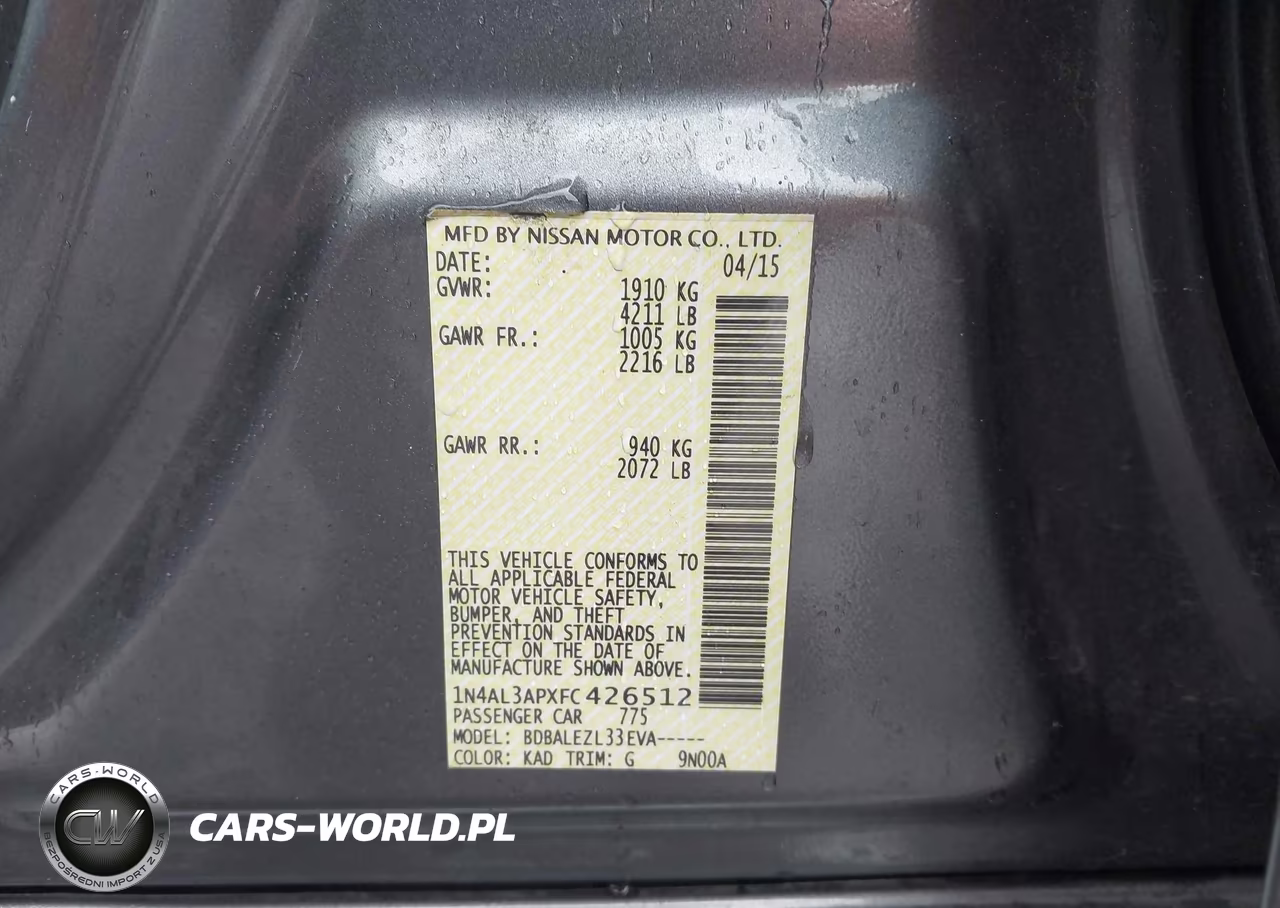 2015 Nissan Altima 2.5-2.5 S-2.5 Sl-2.5 Sv VIN:1N4AL3APXFC426512 - 9