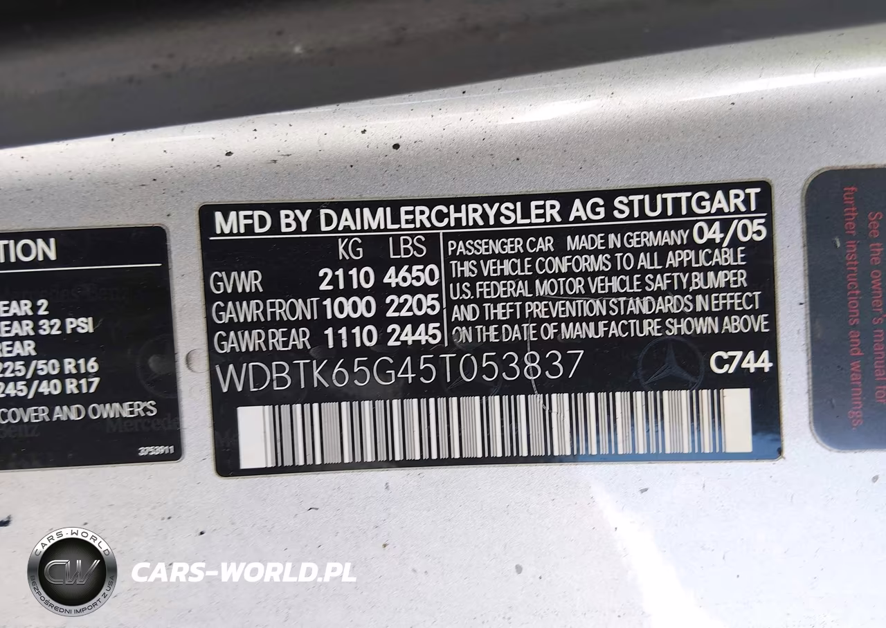 2005 Mercedes-Benz Clk 320 VIN:WDBTK65G45T053837 - 9