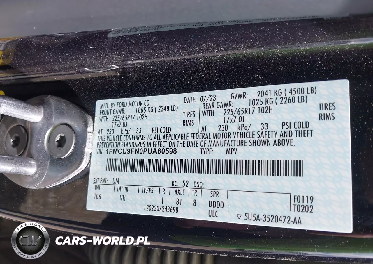 2023 Ford Escape VIN:1FMCU9FN0PUA80598 - 9