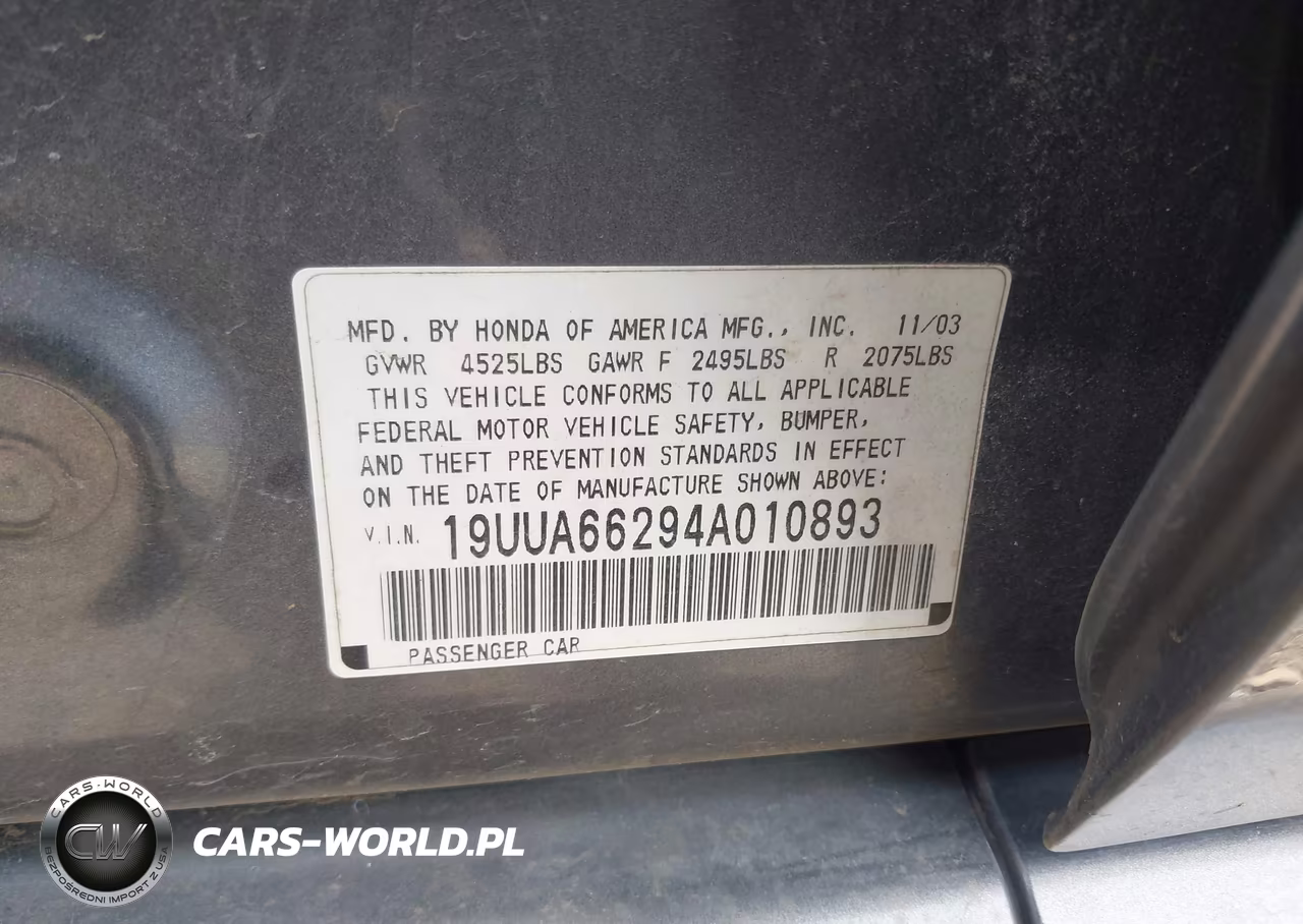 2004 Acura Tl VIN:19UUA66294A010893 - 9