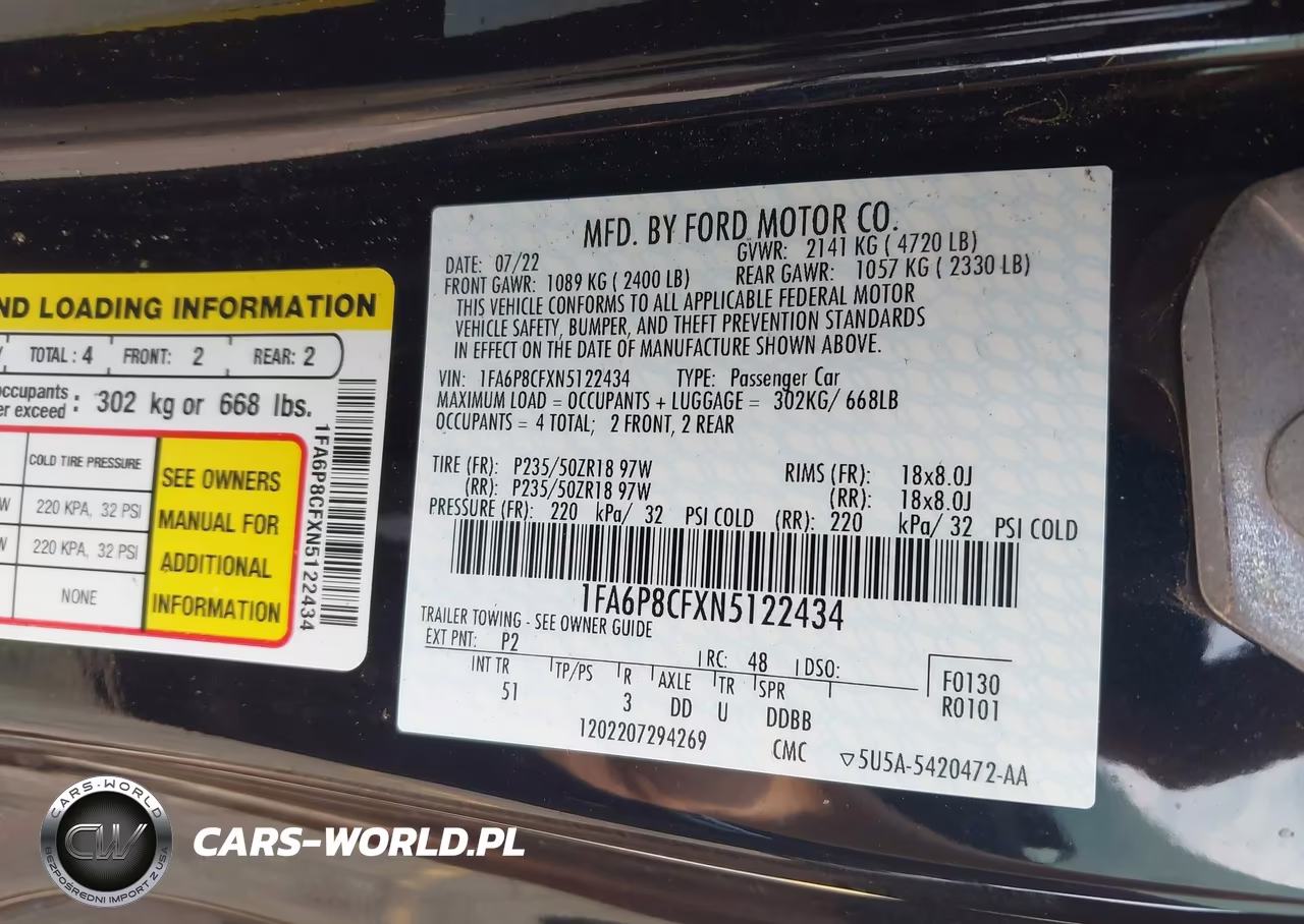 2022 Ford Mustang Gt Premium Fastback VIN:1FA6P8CFXN5122434 - 9