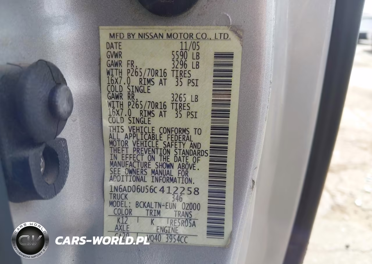 2006 Nissan Frontier Se VIN:1N6AD06U56C412258 - 9