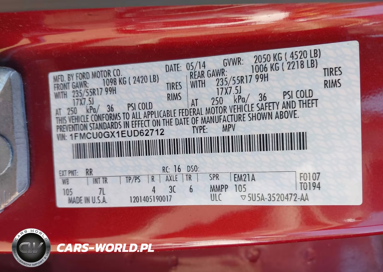 2014 Ford Escape Se VIN:1FMCU0GX1EUD62712 - 9