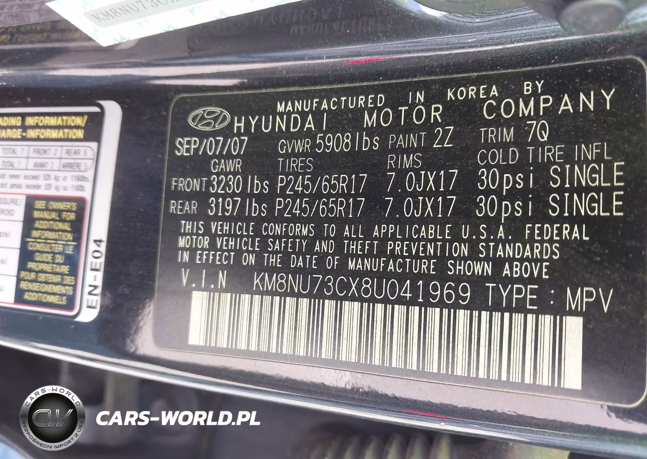 2008 Hyundai Veracruz Gls-Limited-Se VIN:KM8NU73CX8U041969 - 9