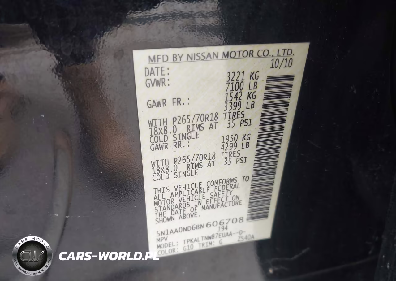 2011 Nissan Armada Sv VIN:5N1AA0ND6BN606708 - 9