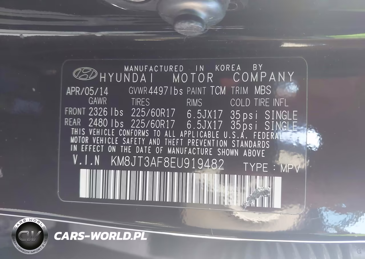2014 Hyundai Tucson Gls VIN:KM8JT3AF8EU919482 - 9