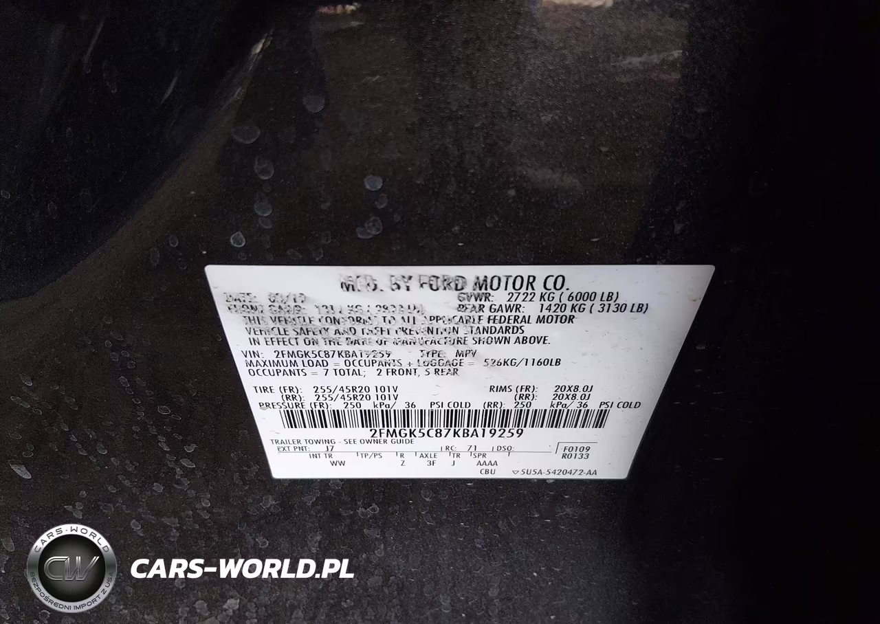 2019 Ford Flex Sel VIN:2FMGK5C87KBA19259 - 9