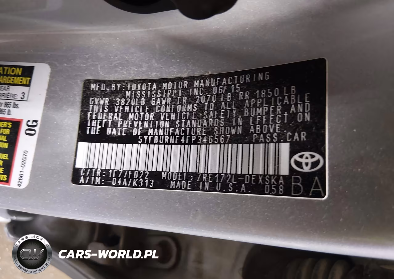 2015 Toyota Corolla S VIN:5YFBURHE4FP346567 - 9
