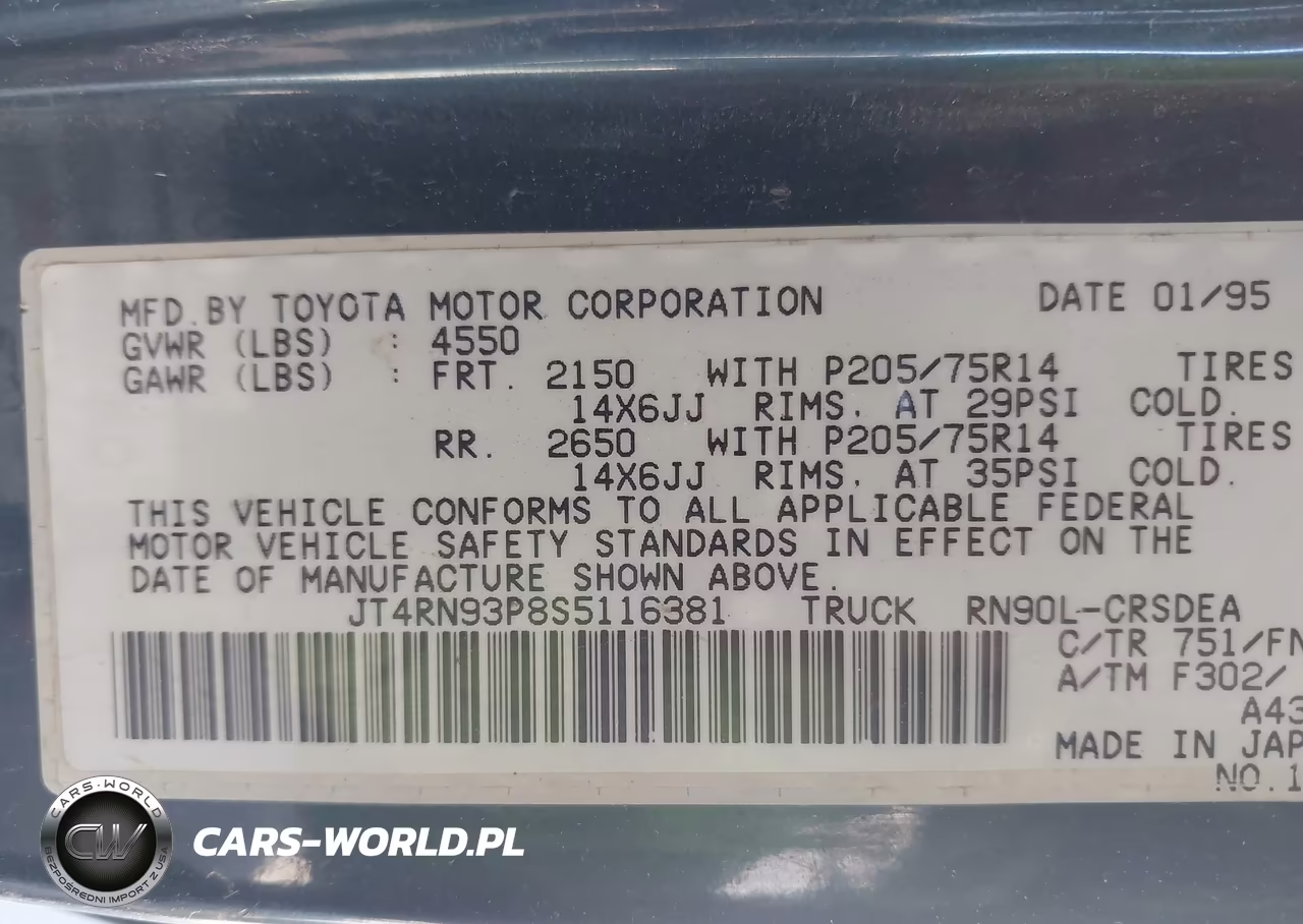 1995 Toyota Pickup 1-2 Ton Ex Lng Whlbase-Dx VIN:JT4RN93P8S5116381 - 9