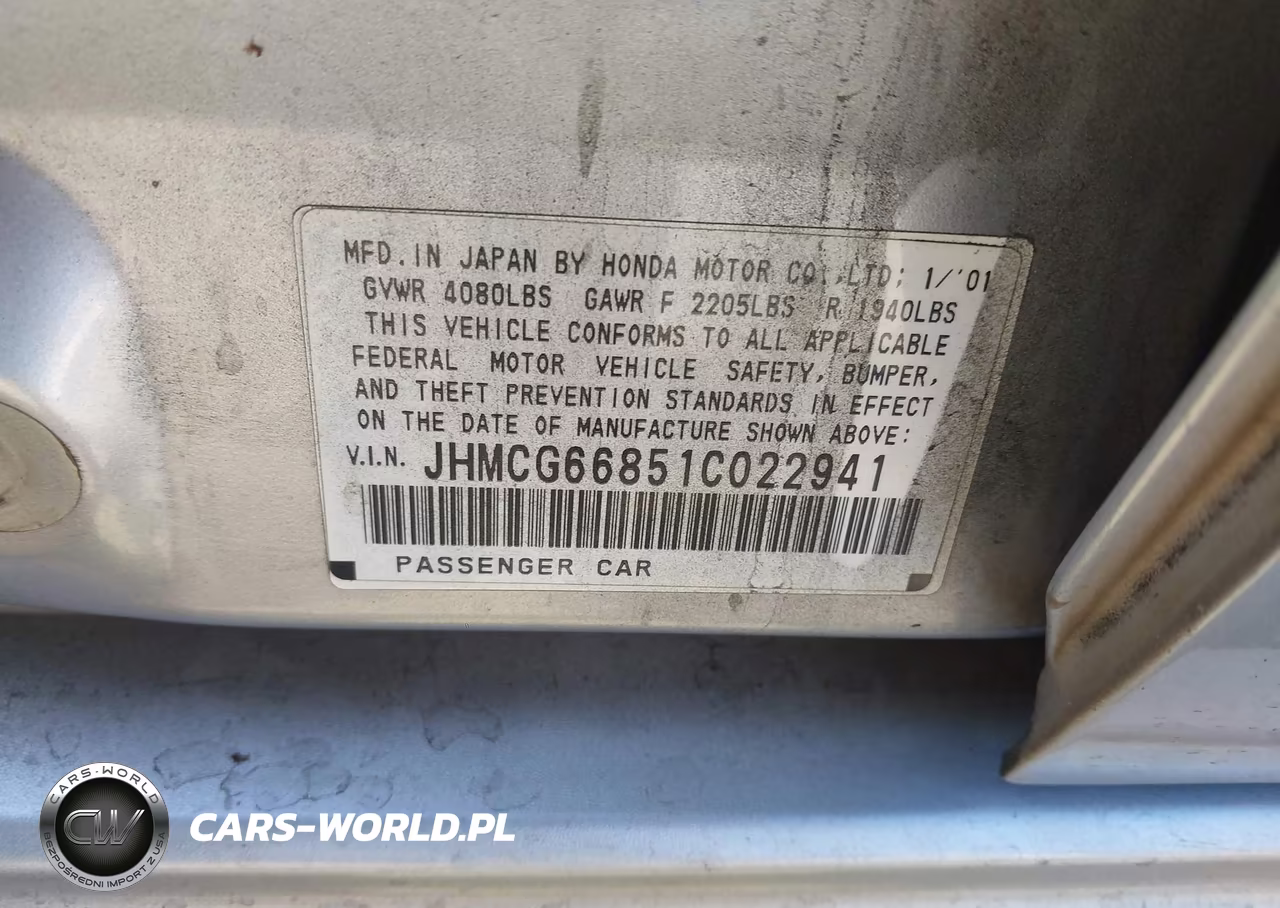 2001 Honda Accord 2.3 Ex VIN:JHMCG66851C022941 - 9