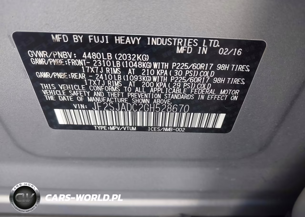 2016 Subaru Forester 2.5I Premium VIN:JF2SJADC2GH528670 - 9