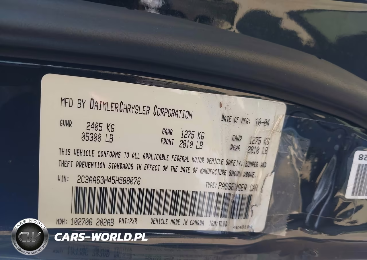 2005 Chrysler 300C VIN:2C3AA63H45H588076 - 9