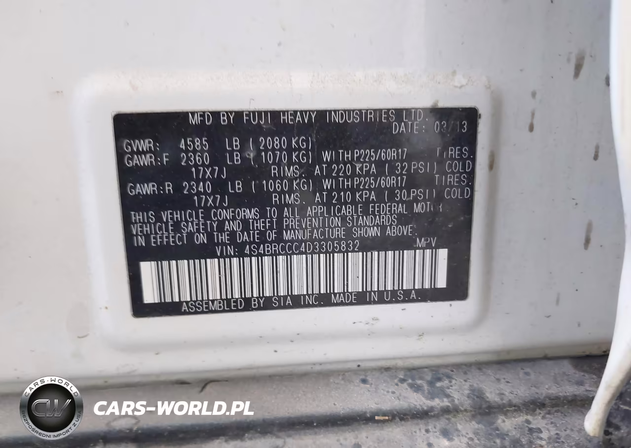2013 Subaru Outback 2.5I Premium VIN:4S4BRCCC4D3305832 - 9