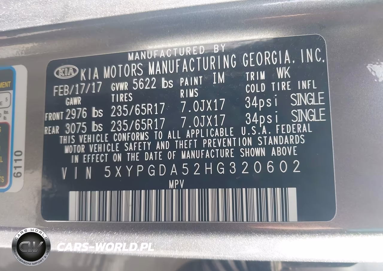 2017 Kia Sorento 3.3L Lx VIN:5XYPGDA52HG320602 - 9