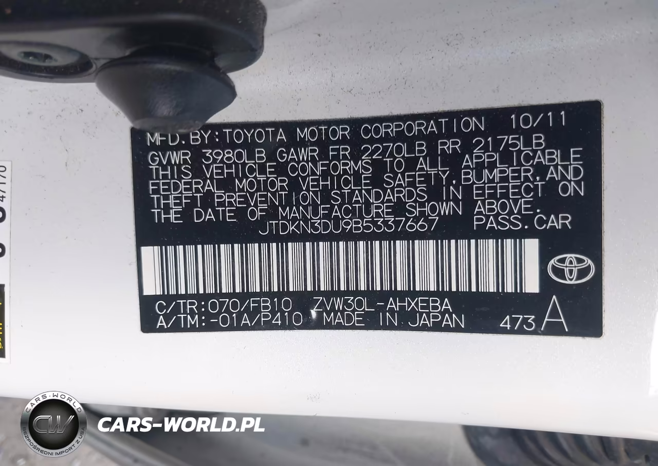 2011 Toyota Prius Two VIN:JTDKN3DU9B5337667 - 9