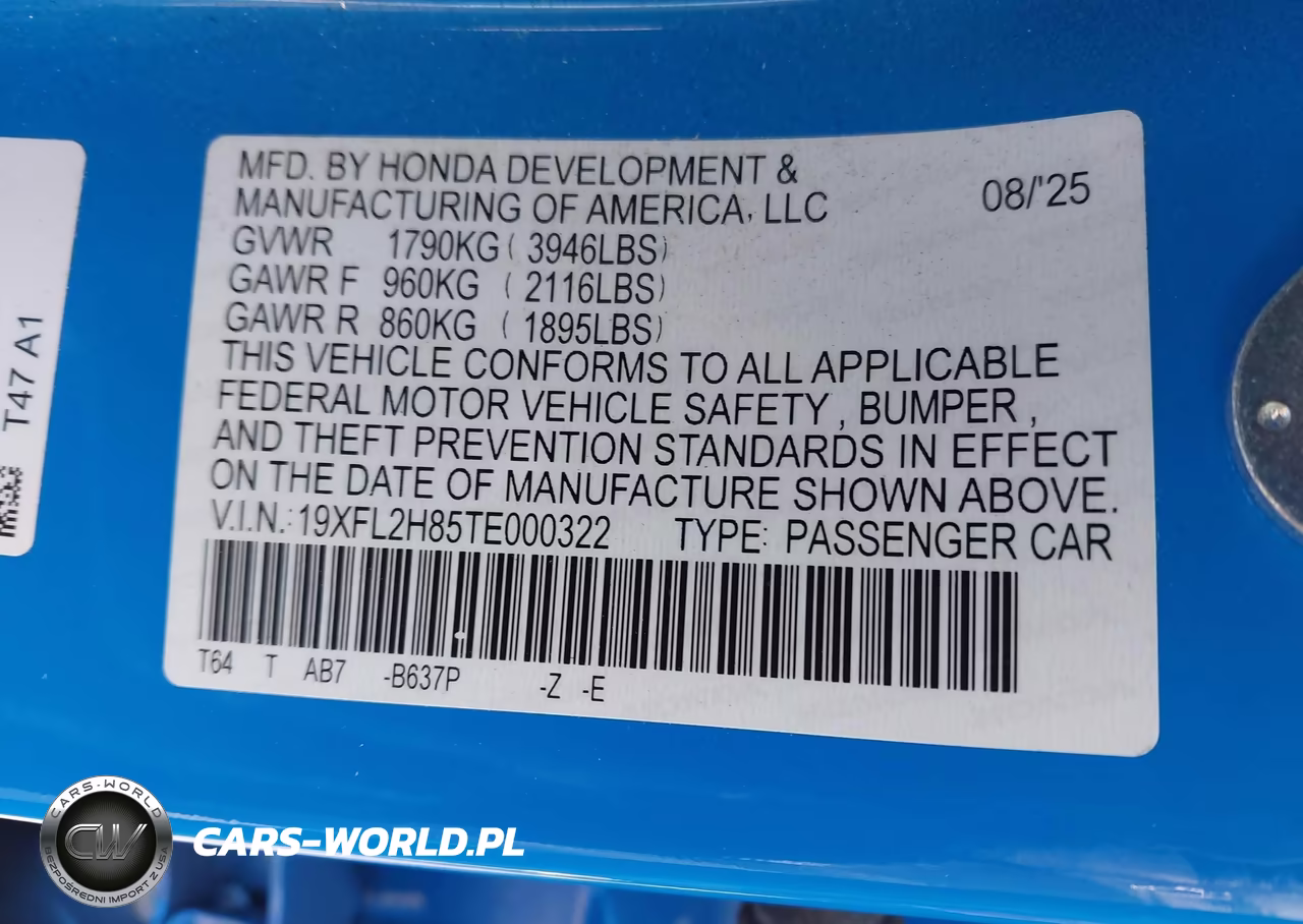 2026 Honda Civic Sport VIN:19XFL2H85TE000322 - 9