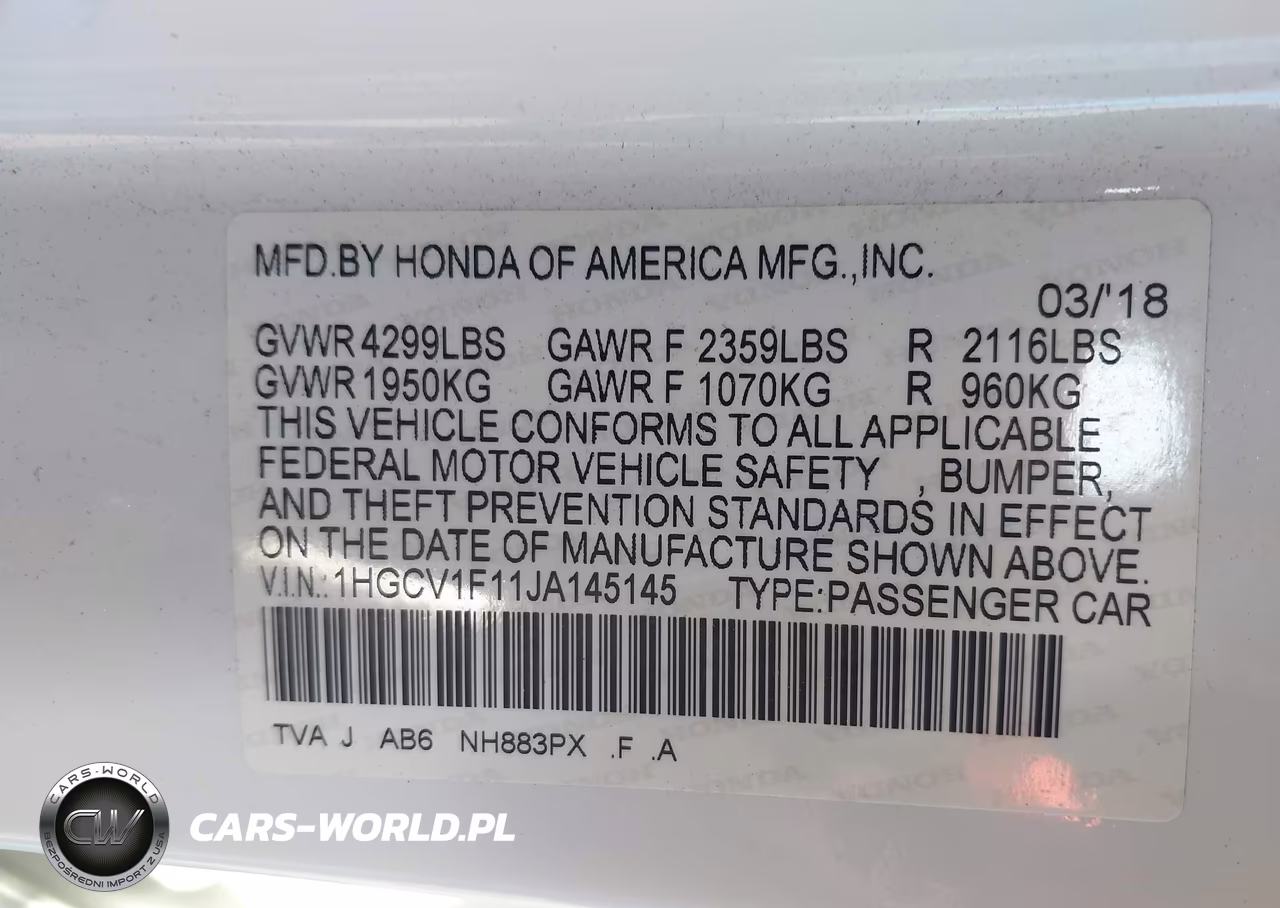 2018 Honda Accord Lx VIN:1HGCV1F11JA145145 - 9