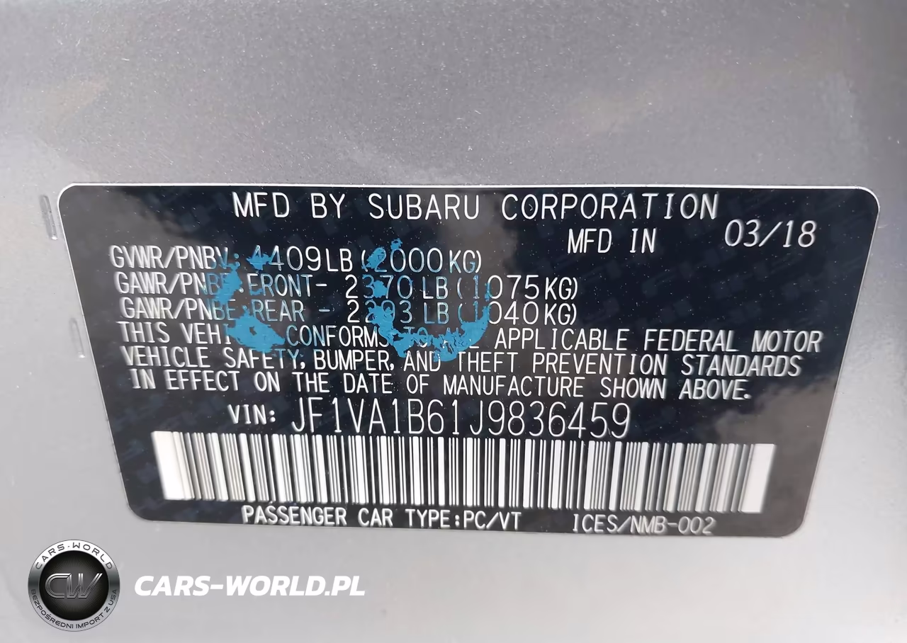 2018 Subaru Wrx Premium VIN:JF1VA1B61J9836459 - 9