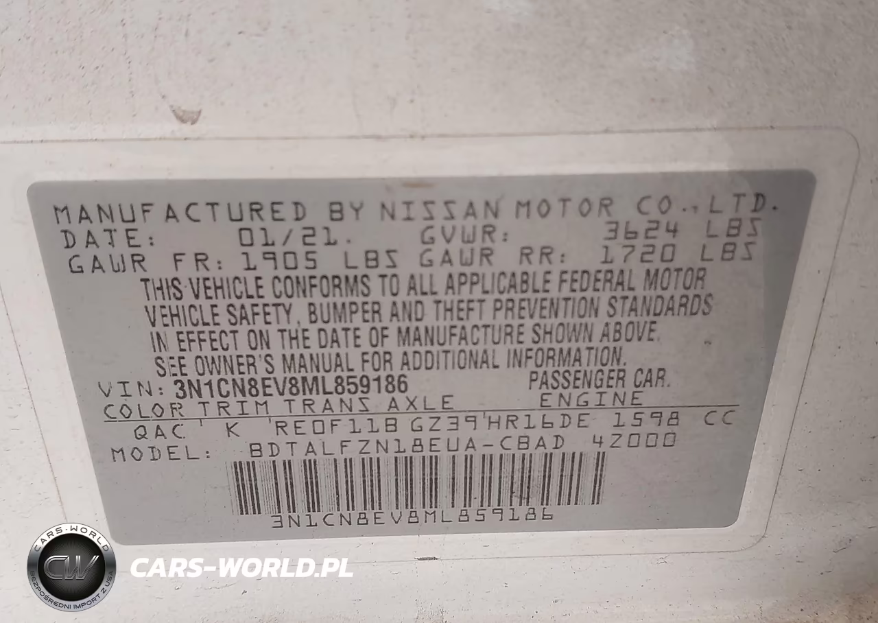 2021 Nissan Versa Sv Xtronic Cvt VIN:3N1CN8EV8ML859186 - 9