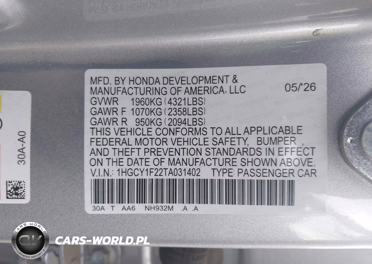 2026 Honda Accord Lx VIN:1HGCY1F22TA031402 - 9