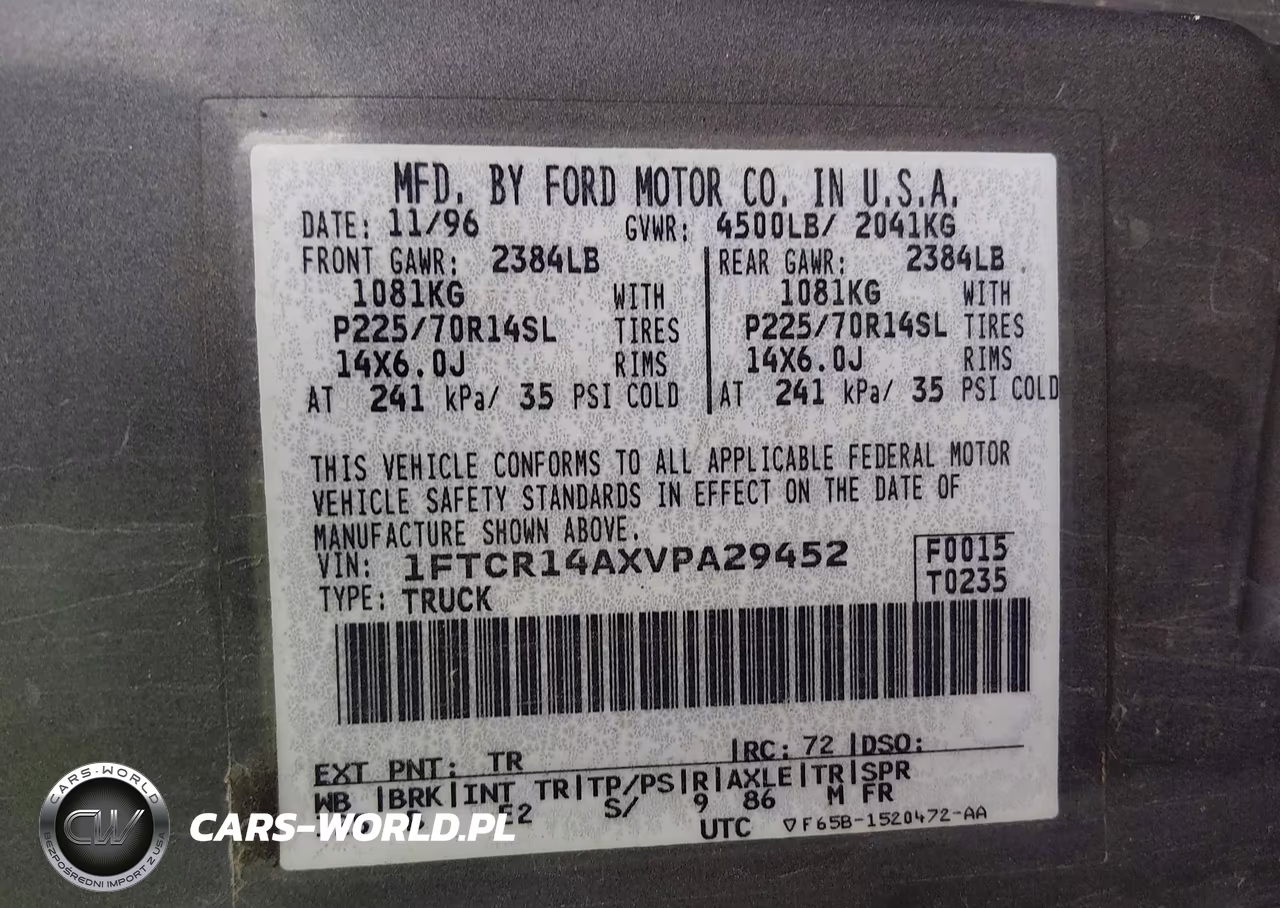 1997 Ford Ranger Xl-Xlt VIN:1FTCR14AXVPA29452 - 9