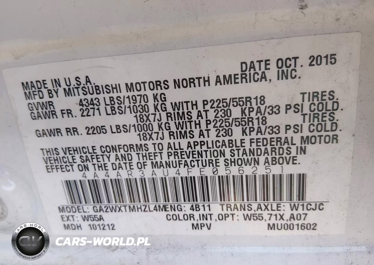 2015 Mitsubishi Outlander Sport Es VIN:4A4AR3AU4FE056251 - 9