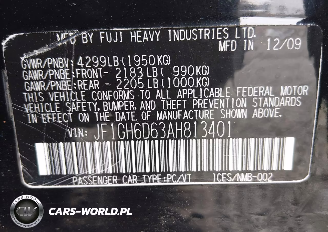 2010 Subaru Impreza Outback Sport VIN:JF1GH6D63AH813401 - 9