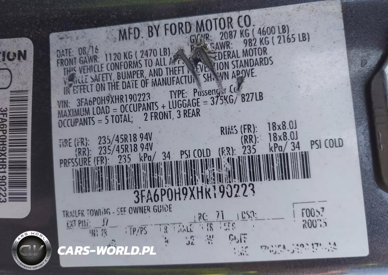 2017 Ford Fusion Se VIN:3FA6P0H9XHR190223 - 9