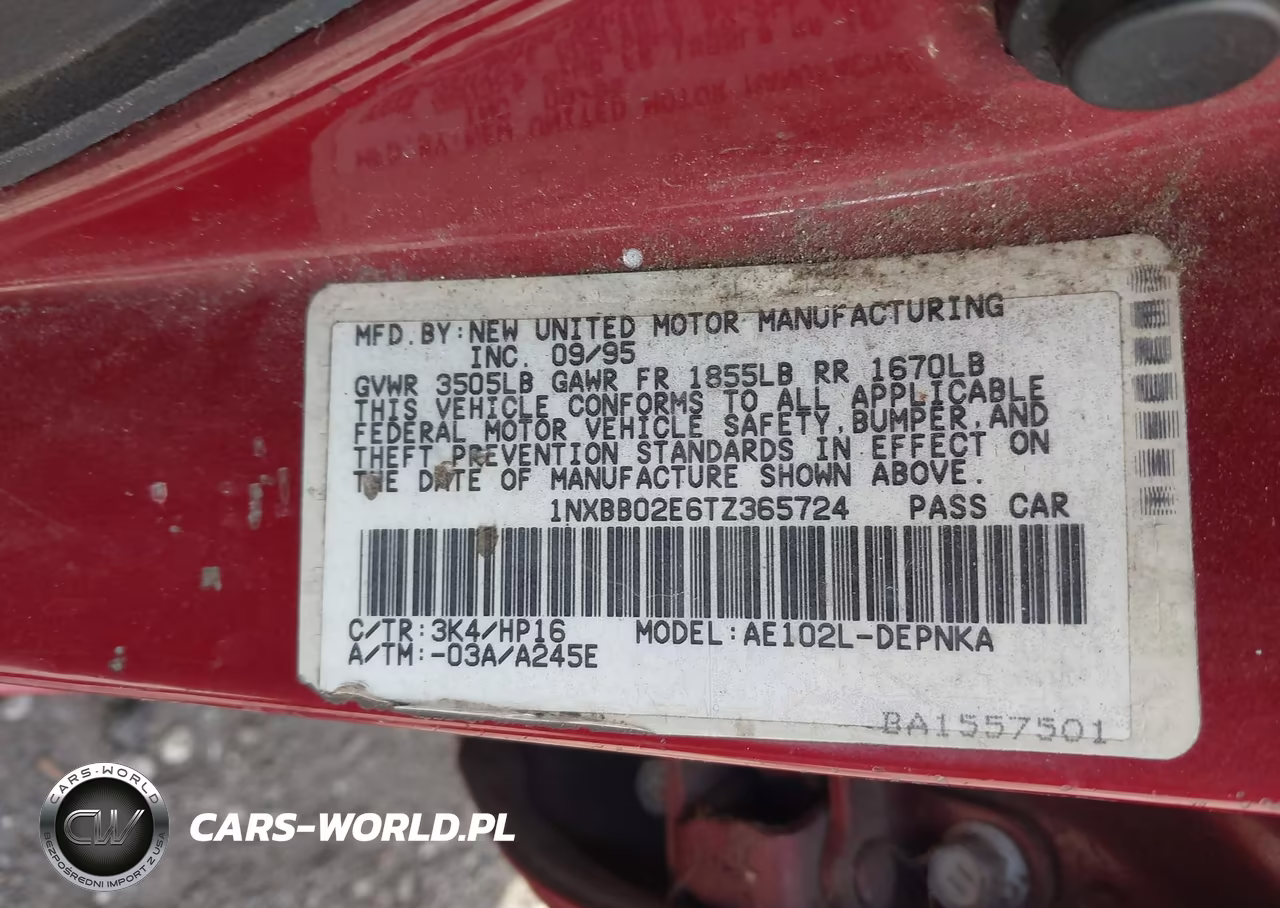 1996 Toyota Corolla Dx VIN:1NXBB02E6TZ365724 - 9