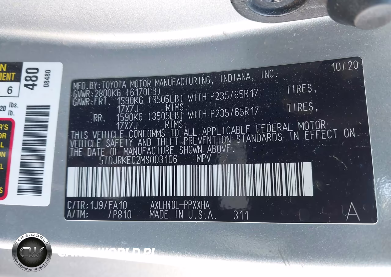 2021 Toyota Sienna Xle VIN:5TDJRKEC2MS003106 - 9