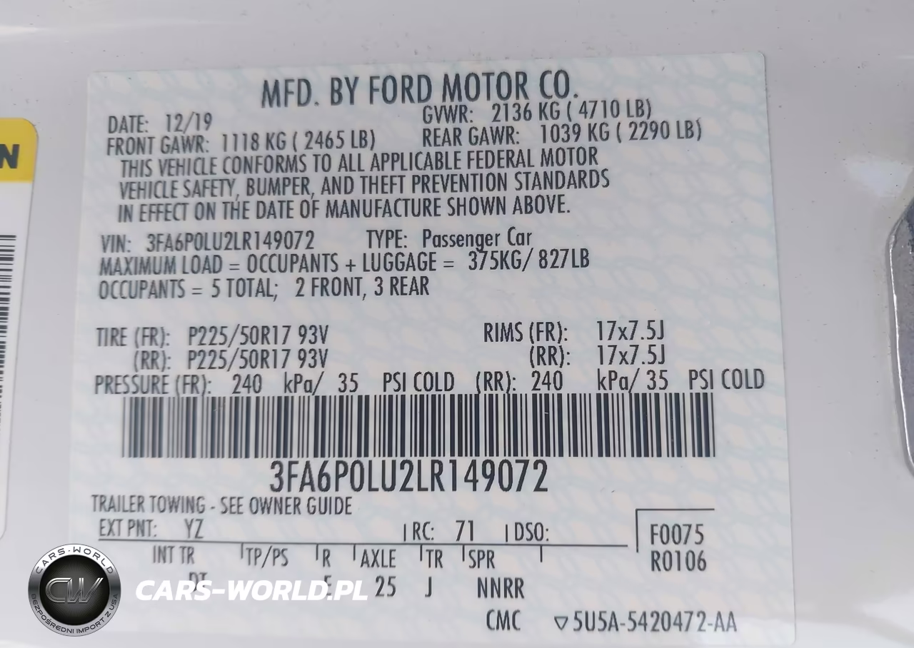 2020 Ford Fusion Hybrid Se VIN:3FA6P0LU2LR149072 - 9