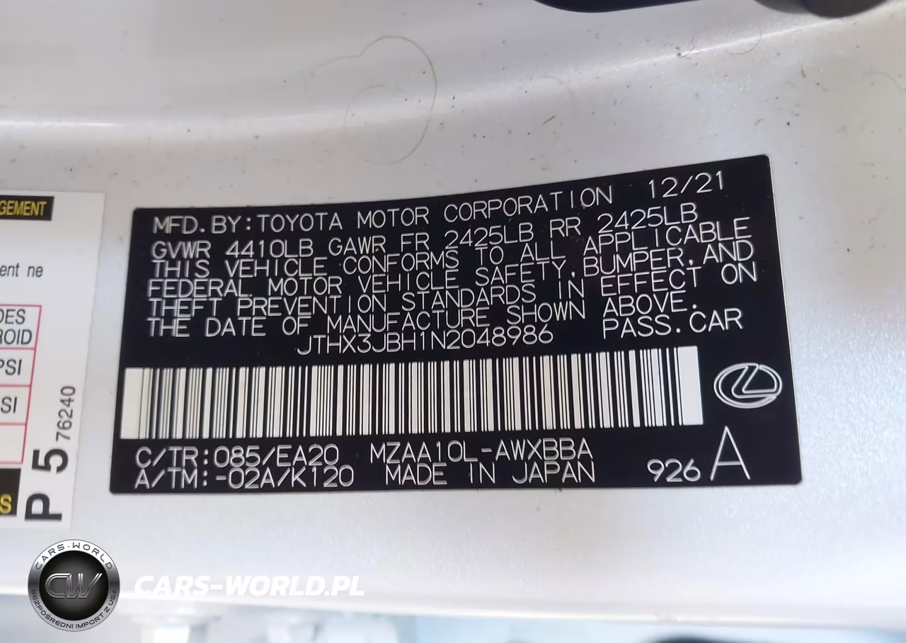 2022 Lexus Ux 200 VIN:JTHX3JBH1N2048986 - 9