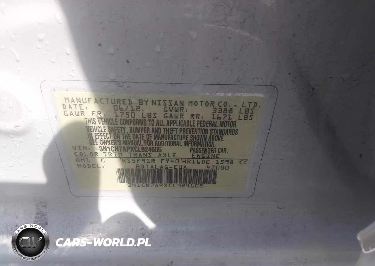 2012 Nissan Versa 1.6 S VIN:3N1CN7APXCL924605 - 9