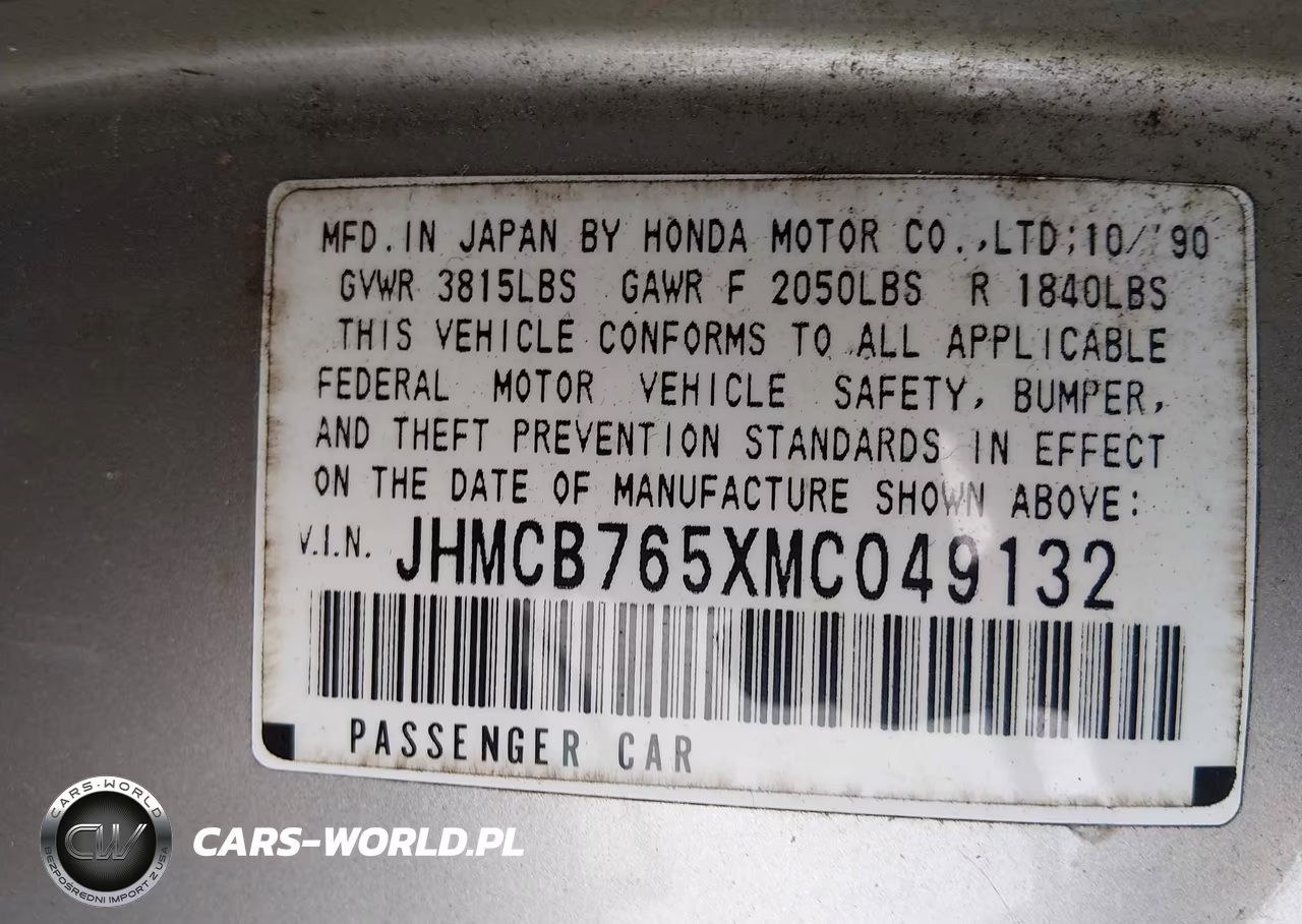 1991 Honda Accord Lx-Ex VIN:JHMCB765XMC049132 - 9