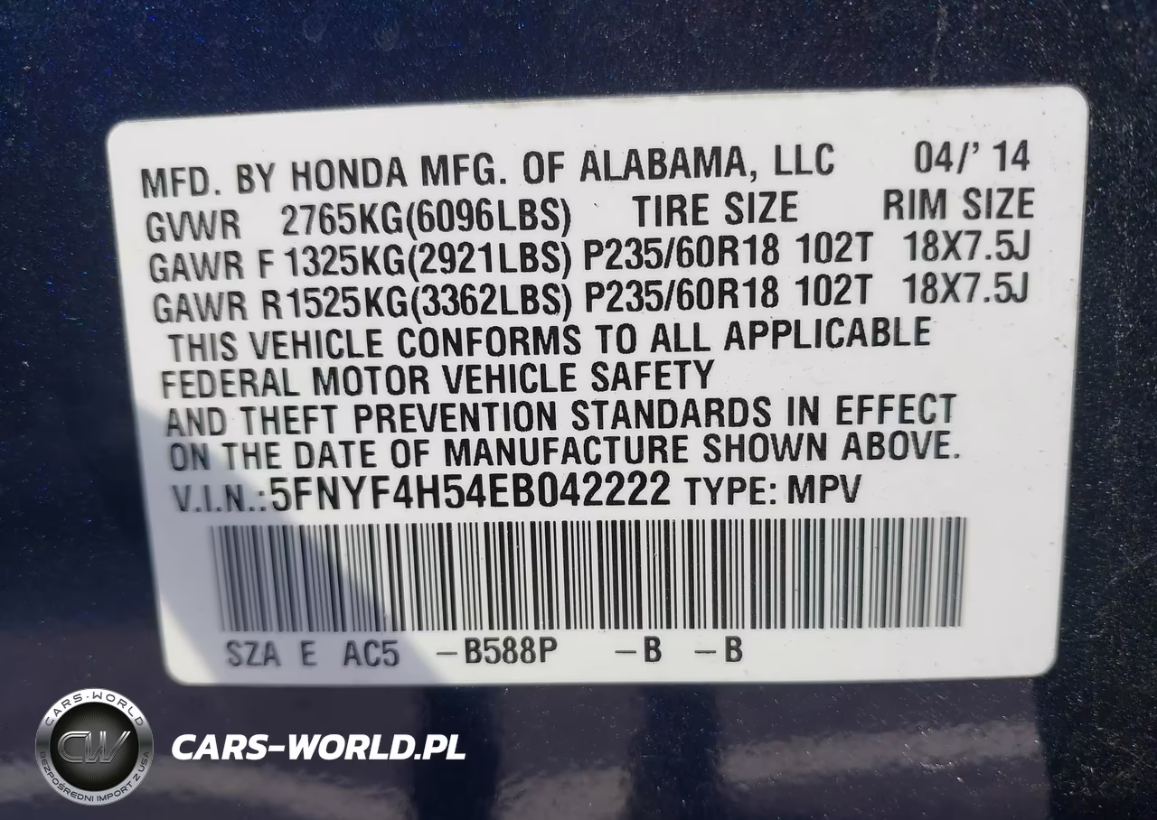 2014 Honda Pilot Exl VIN:5FNYF4H54EB042222 - 9