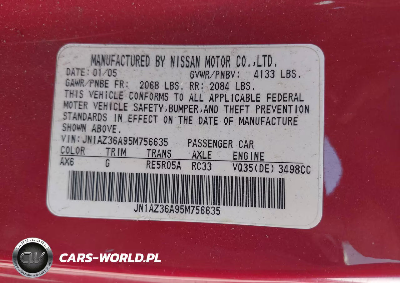 2005 Nissan 350Z Enthusiast VIN:JN1AZ36A95M756635 - 9