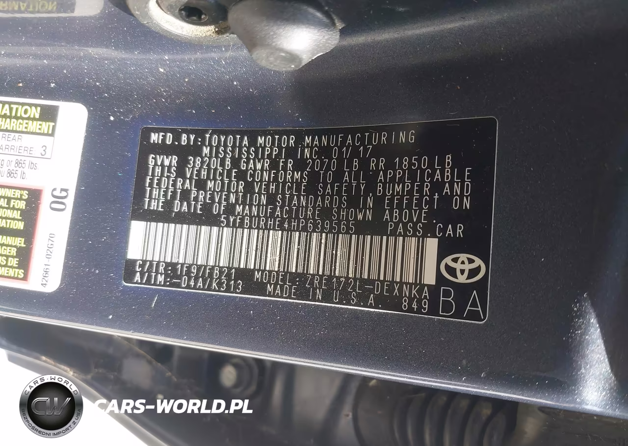 2017 Toyota Corolla Le VIN:5YFBURHE4HP639565 - 9
