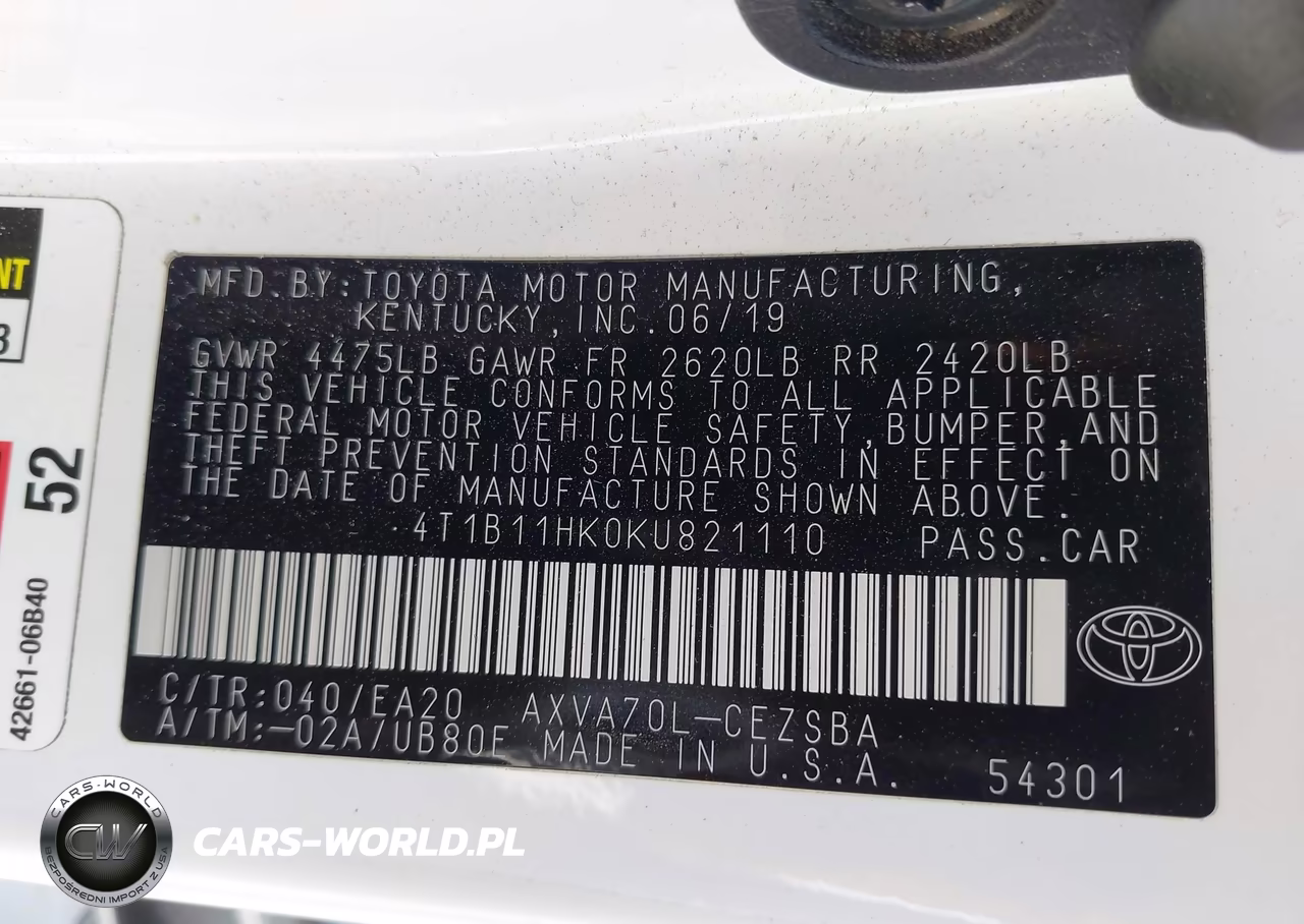 2019 Toyota Camry Se VIN:4T1B11HK0KU821110 - 9