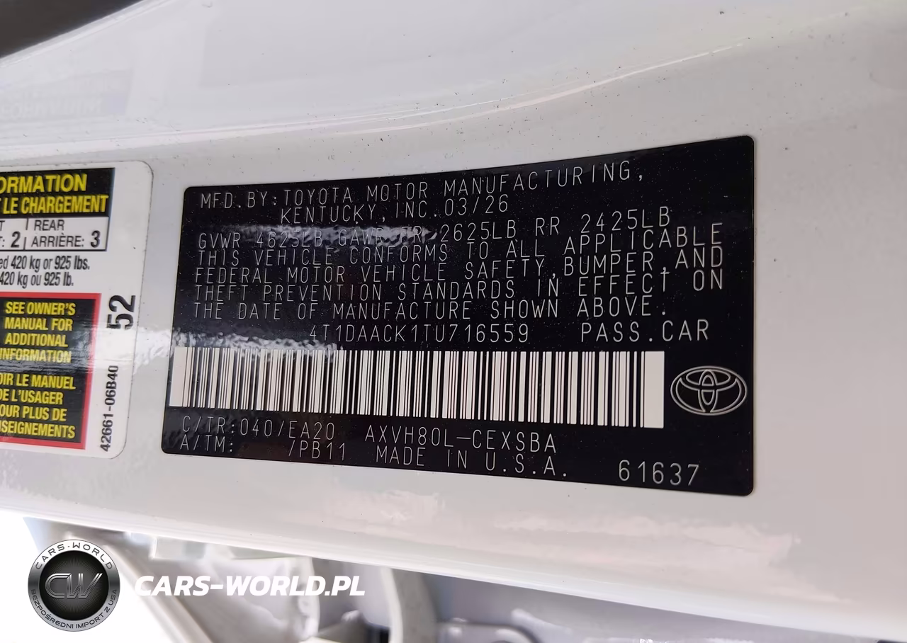 2026 Toyota Camry Se VIN:4T1DAACK1TU716559 - 9