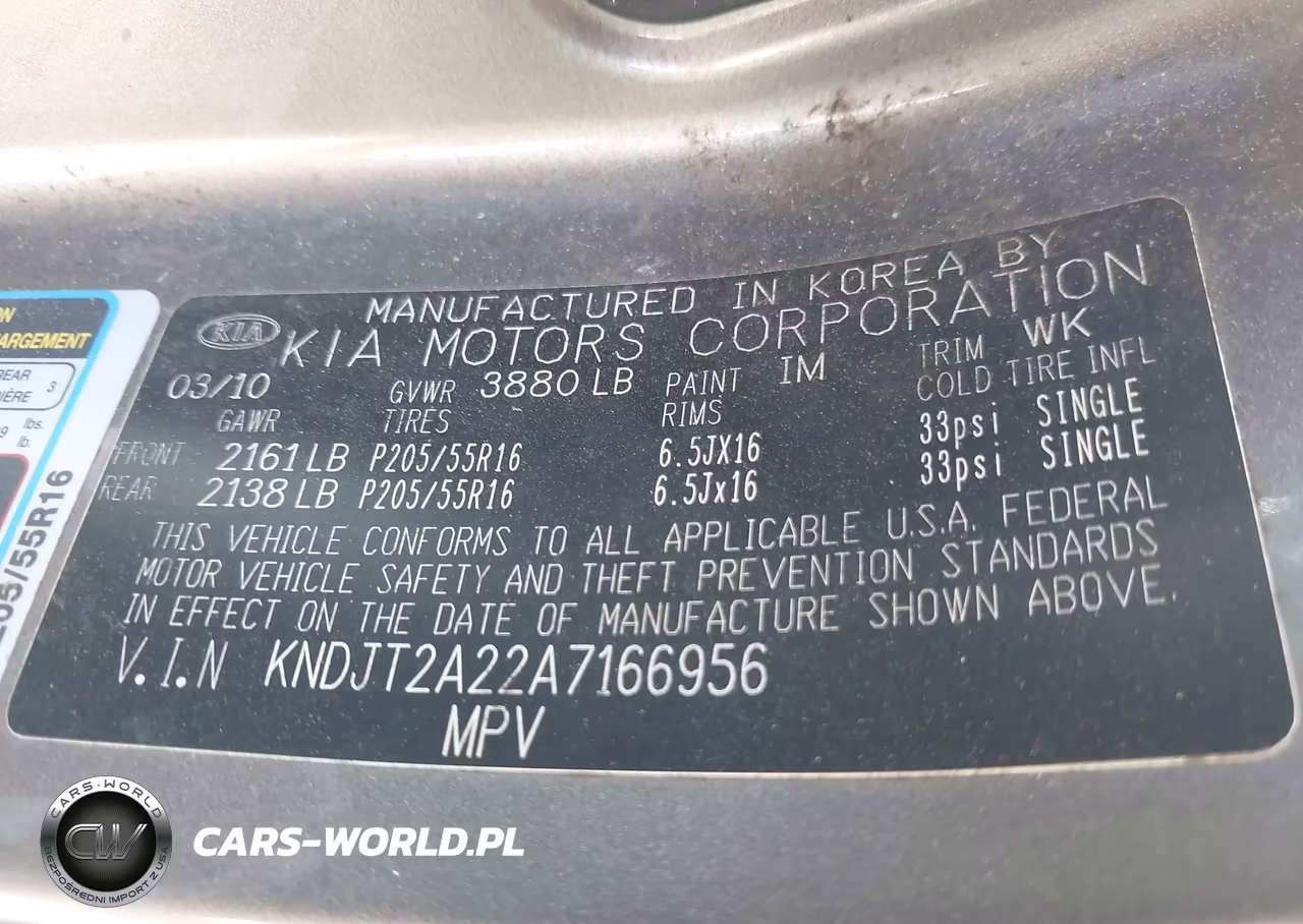 2010 Kia Soul + VIN:KNDJT2A22A7166956 - 9