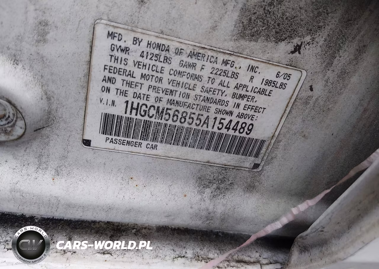 2005 Honda Accord 2.4 Ex VIN:1HGCM56855A154489 - 9