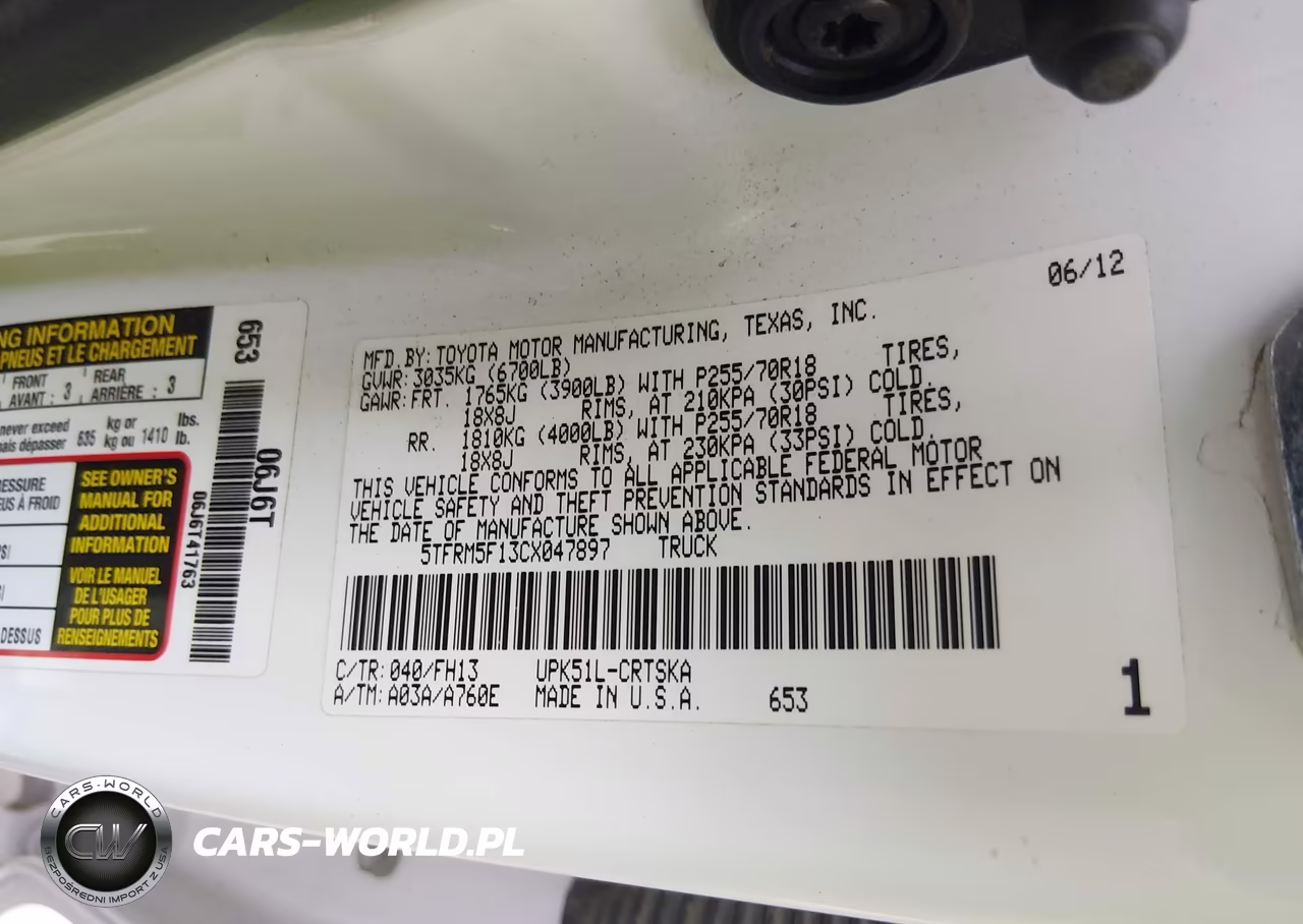2012 Toyota Tundra Grade 4.6L V8 VIN:5TFRM5F13CX047897 - 9