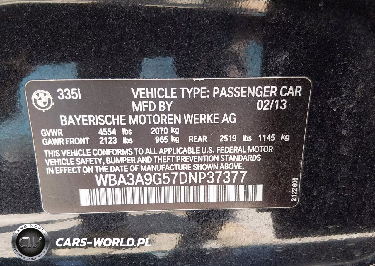 2013 BMW 335I VIN:WBA3A9G57DNP37377 - 9