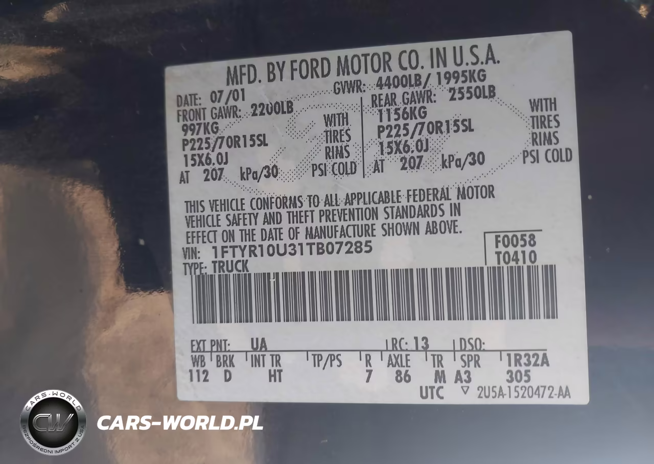 2001 Ford Ranger Edge-Xl-Xlt VIN:1FTYR10U31TB07285 - 9